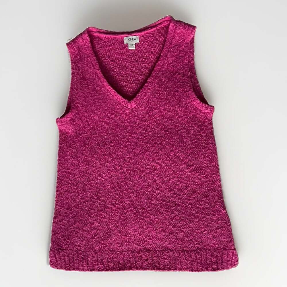 J.Crew Womens XS Sleeveless Knit Sweater Tank Pink V-Neck Cotton Blend Pullover